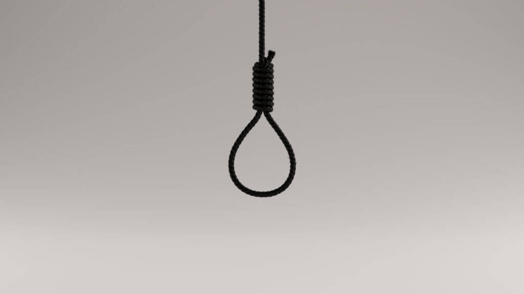 Black Hangman Noose Rope Front View 3d illustration 3d render