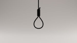 Black Hangman Noose Rope Front View 3d illustration 3d render