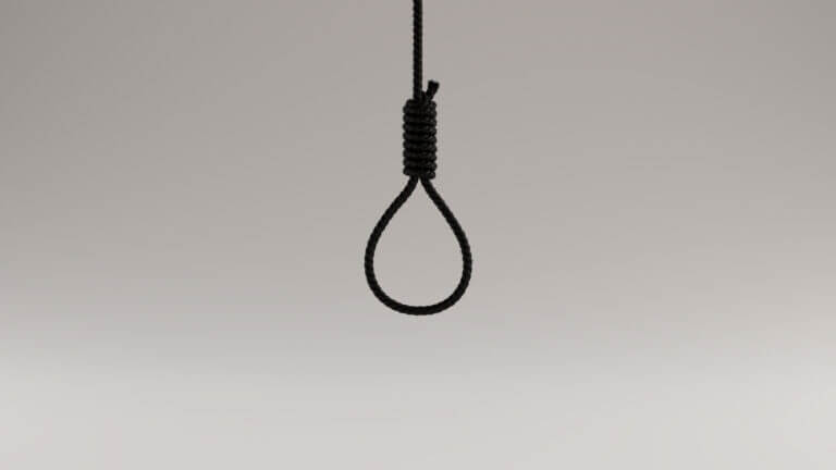 Black Hangman Noose Rope Front View 3d illustration 3d render