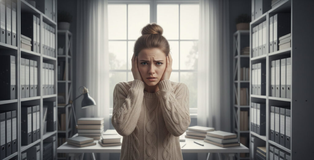 Woman suffering from a struggle with OCD