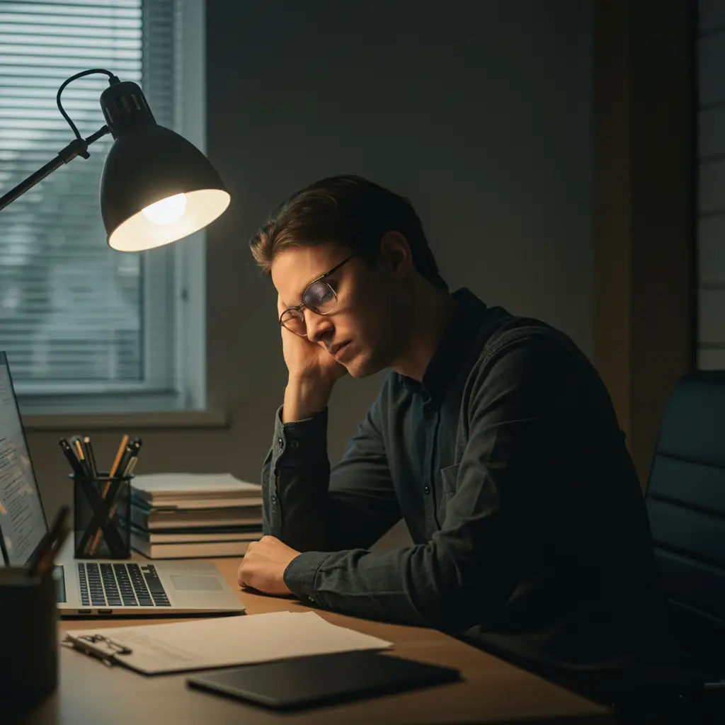 Individual suffering from high functioning depression