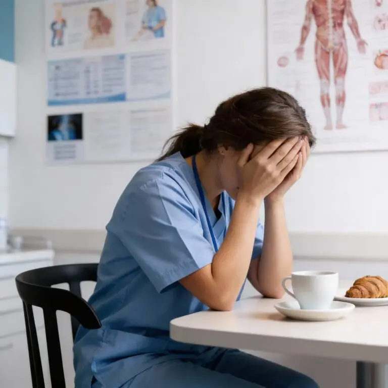 Exhausted health care worker