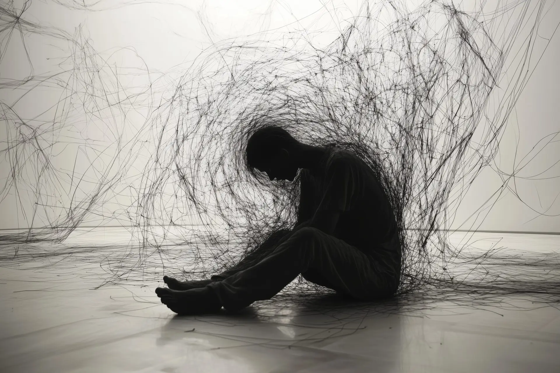 Man Experiencing severe psychological distress from PTSD