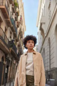 Woman with ADHD looking at buildings near Las Vegas after receiving psychiatric treatment at MindWell