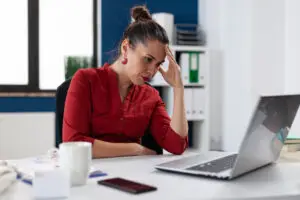 person sitting at computer angry even though they are on antidepresant