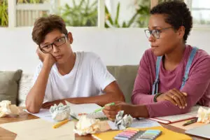 son sitting with mother as she wonders if her teen needs to see a pyschiatrist in las vegas