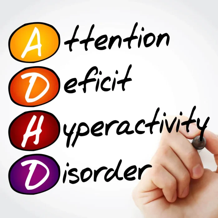 ADHD - Attention Deficit Hyperactivity Disorder, acronym with marker, concept background