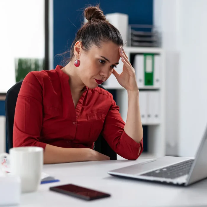 person sitting at computer angry even though they are on antidepresant